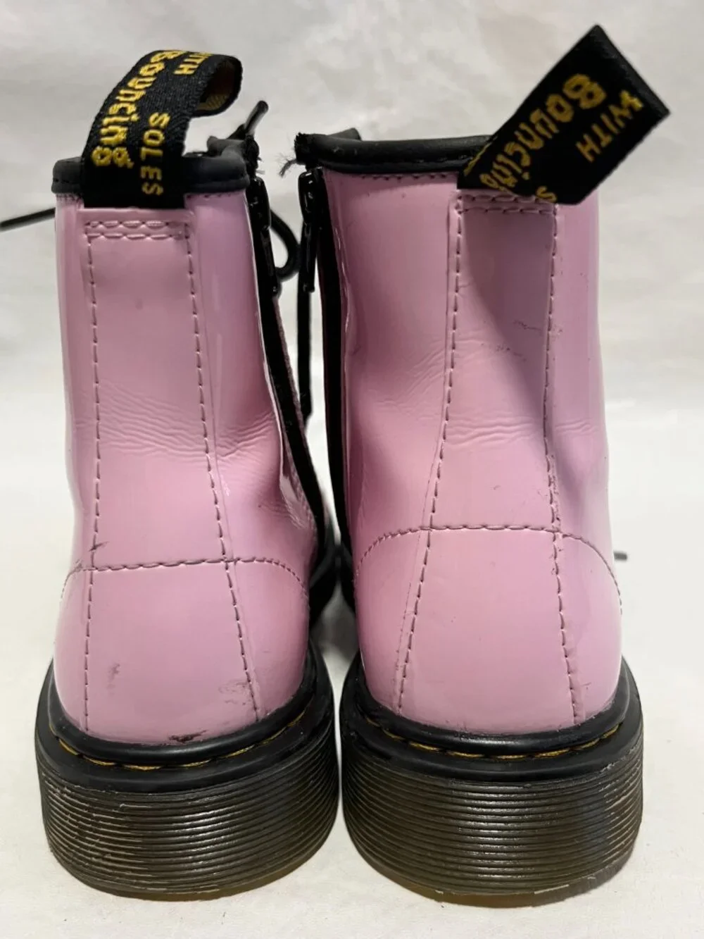 Dr Martens Boots 1460 J pastel pink patent leather youth size 5 combat zip up